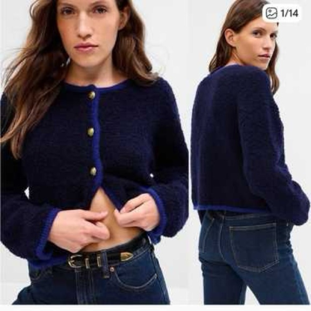 NWT Gap Boucle Cropped Sweater Jacket